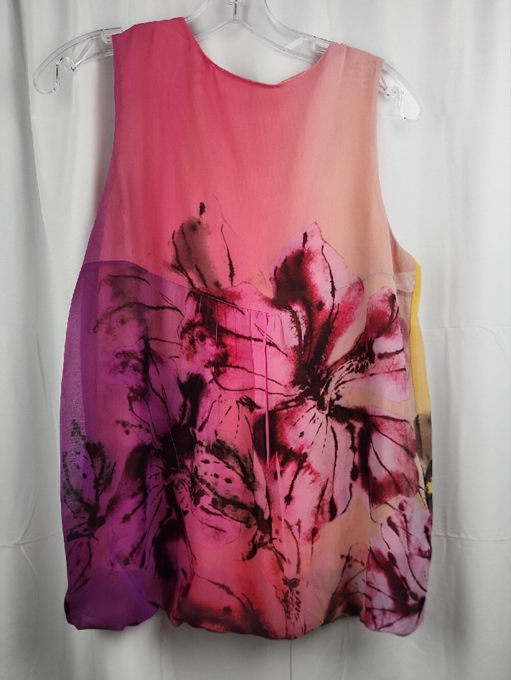 NY Collection Pink and Purple Floral Chiffon Tank M - Picture 3 of 8